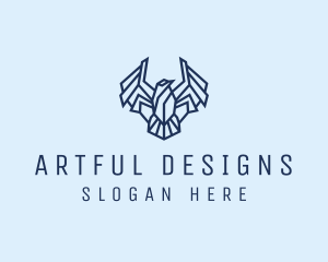 Geometric Wing Bird logo design