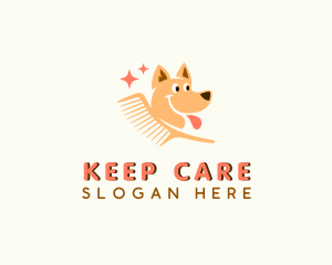 Grooming Dog Comb logo design