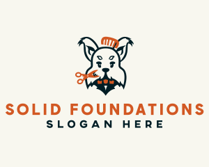 Suit - Dog Puppy Grooming logo design
