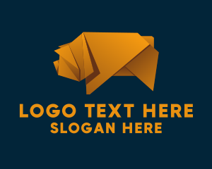 Origami - Pig Origami Craft logo design