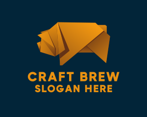 Pig Origami Craft logo design