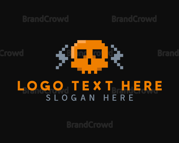 Cyber Pixel Skull Logo