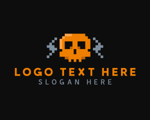 Arcade - Cyber Pixel Skull logo design