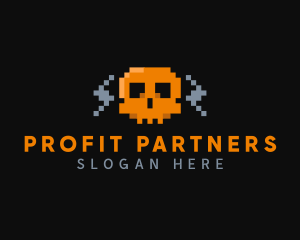 Cyber Pixel Skull Logo