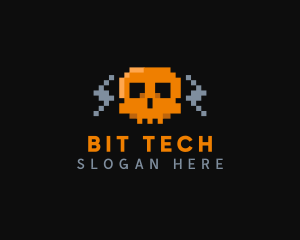 Cyber Pixel Skull logo design