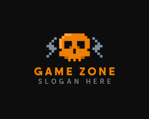 Cyber Pixel Skull logo design