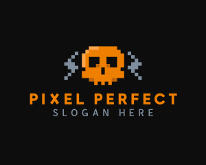 Cyber Pixel Skull logo design