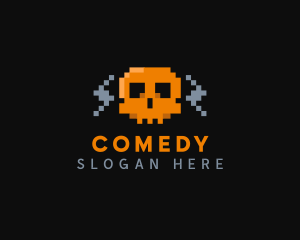 Video Game - Cyber Pixel Skull logo design