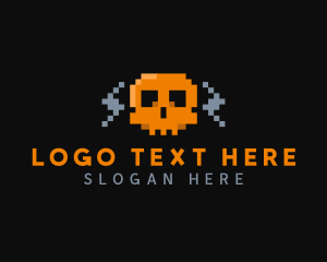 Cyber Pixel Skull Logo