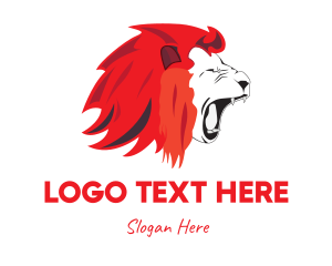 Lion Head - Red Lion Roar logo design