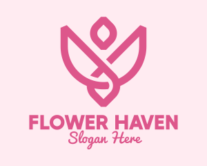 Pink Rose Flower logo design