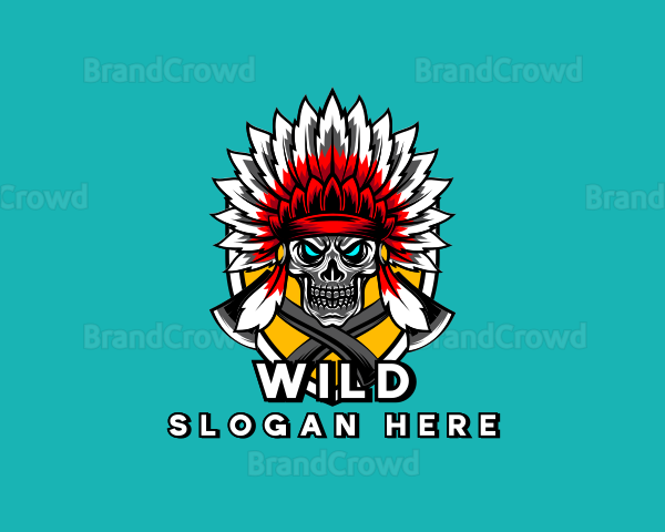 Apache Skull Shield Gaming Logo