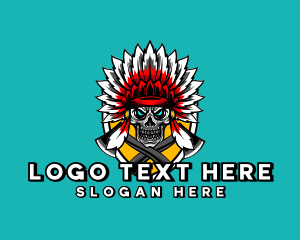 Tribe - Apache Skull Shield Gaming logo design