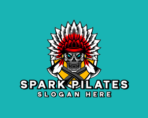 Native - Apache Skull Shield Gaming logo design