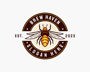 Bee Wings Honeycomb logo design