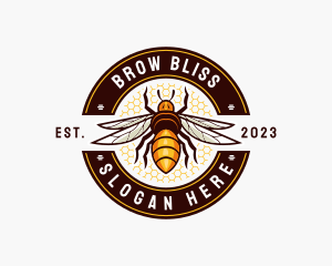 Bee Wings Honeycomb logo design