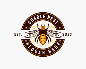 Bee Wings Honeycomb logo design