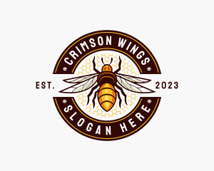 Bee Wings Honeycomb logo design