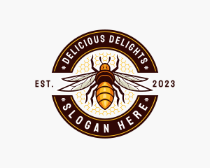 Bee Wings Honeycomb logo design