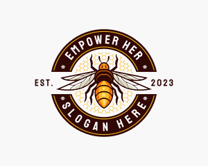 Bee Wings Honeycomb logo design