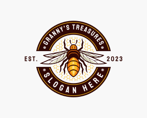 Bee Wings Honeycomb logo design