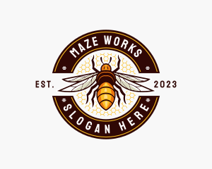 Bee Wings Honeycomb logo design