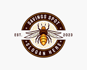 Bee Wings Honeycomb logo design