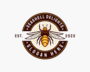 Bee Wings Honeycomb logo design