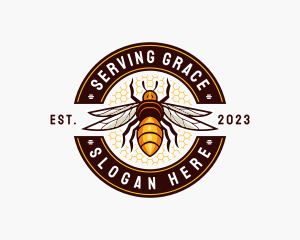 Bee Wings Honeycomb logo design