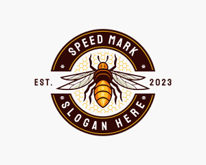 Bee Wings Honeycomb logo design