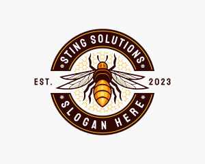 Sting - Bee Wings Honeycomb logo design