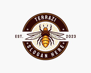 Bee Wings Honeycomb logo design