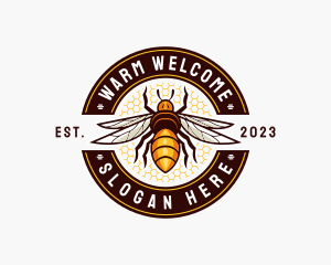 Bee Wings Honeycomb logo design