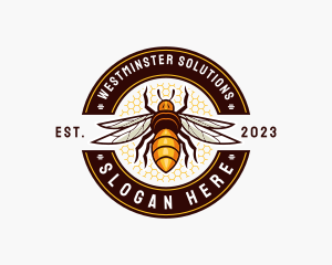 Bee Wings Honeycomb logo design