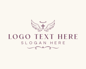 Heaven - Angel Wings Halo logo design