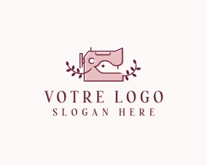 Leaves - Sewing Machine Fashion Tailor logo design