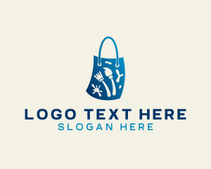 Shopping - Paint Brush Shopping Bag logo design