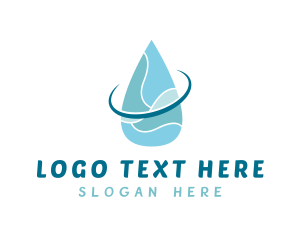 Aqua - Blue Water Orbit Droplet logo design