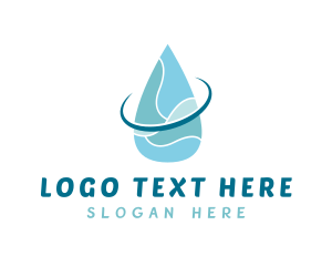 H2o - Blue Water Orbit Droplet logo design