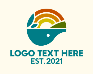Beach - Colorful Whale Sunset logo design