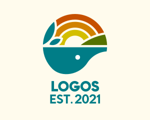 Seaside - Colorful Whale Sunset logo design