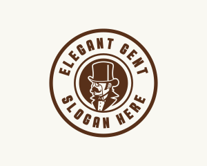 Gentleman Hat Mustache logo design