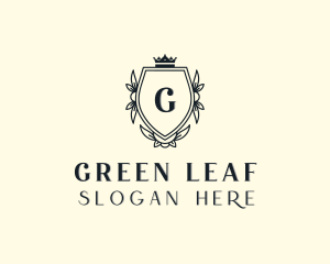 Crown Leaf Shield logo design