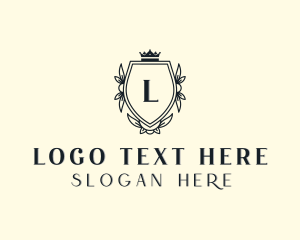 Hotel - Crown Leaf Shield logo design