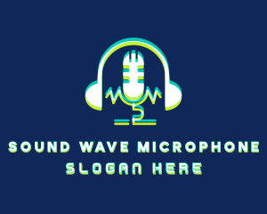 Microphone - Glitch Headphone Microphone logo design