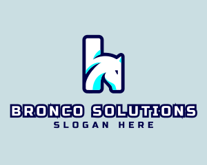 Bronco - Gaming Horse Letter H logo design
