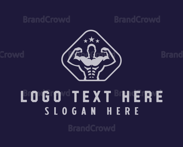 Muscular Gym Trainer Coach Logo