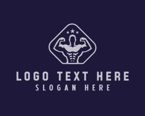 Workout - Muscular Gym Trainer logo design