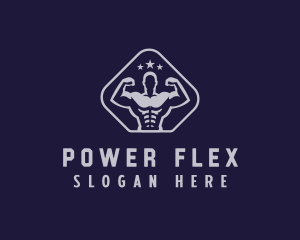 Muscular Gym Trainer Coach logo design