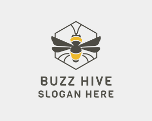 Bee Wings Hexagon logo design